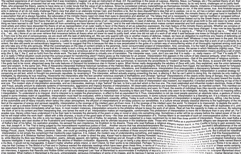 Against Interpretation — dense unreadable text piece