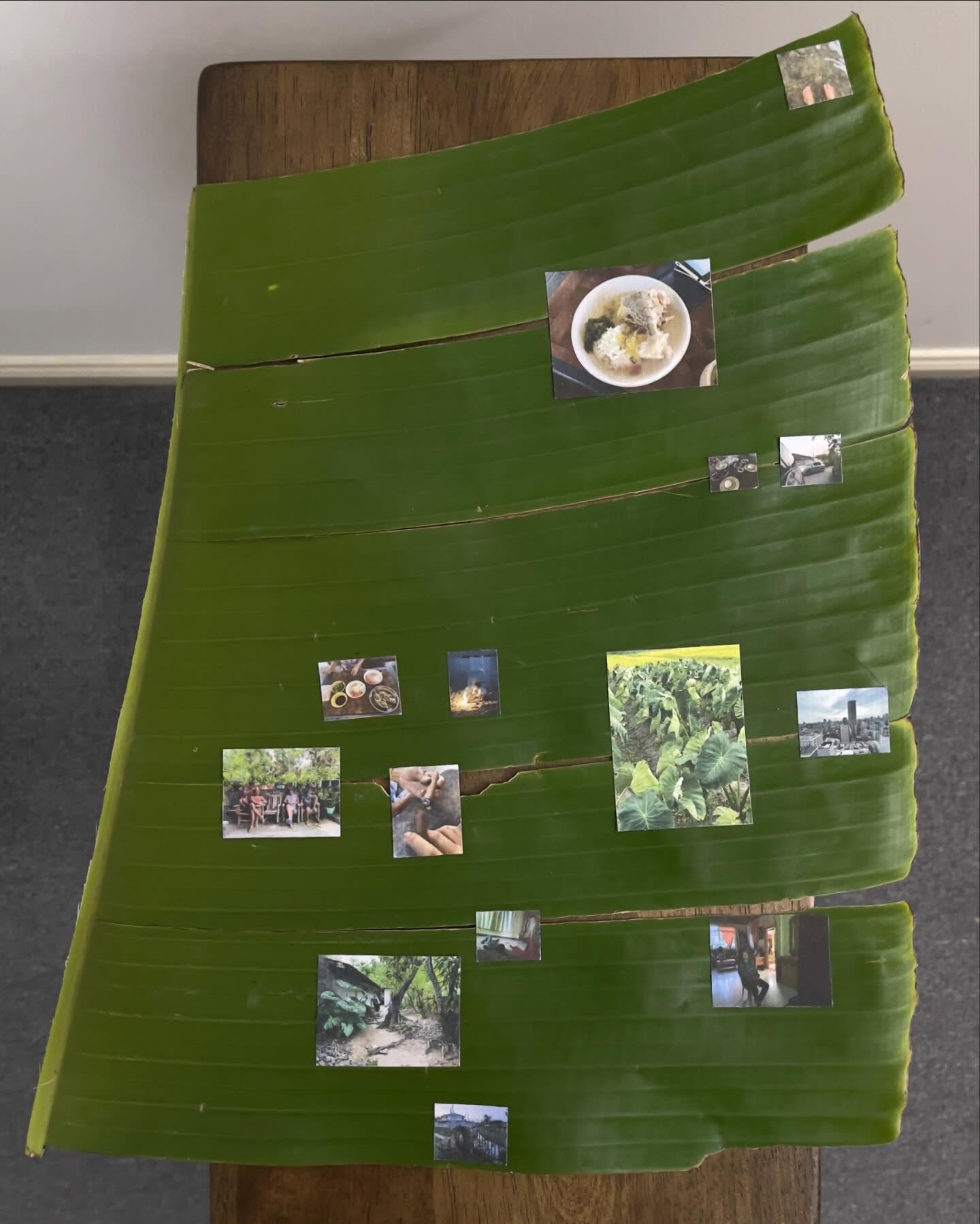 Commemorating Memories installation detail on banana leaf